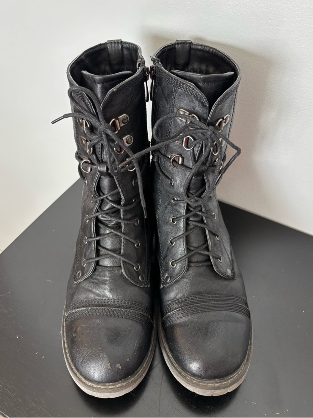 *READ Extreme by Eddie Marc Black Lace-Up Combat Boots Women 10 Grunge Goth Moto - Picture 6 of 16